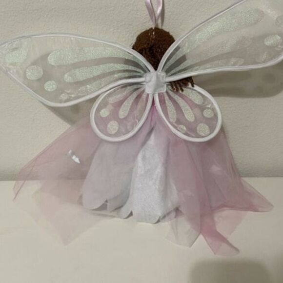 Pottery Barn Kids Designer Doll Butterfly Wings Fairy Pink Tulle Brown Hair - Picture 12 of 12
